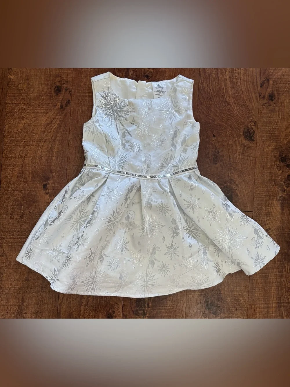 Disney frozen dress costume white silver Sz 4 toddler sequin NWT NEW